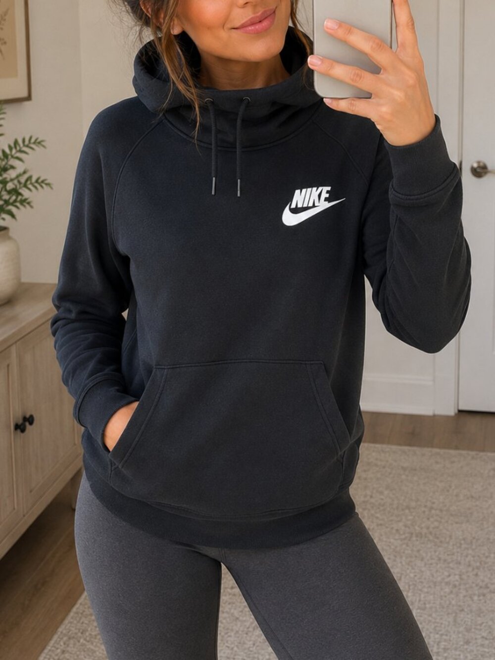 Nike Funnel Neck Hoodie Women’s medium Black Sweatshirt Jacket